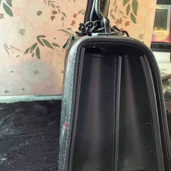 Luv Betsey - Black Satchel with Red Tulip Embroidery - Picture 2 of 12